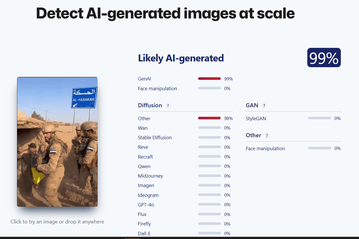 نتائج فحص الفيديو باستخدام أداة&nbsp;Sightengine