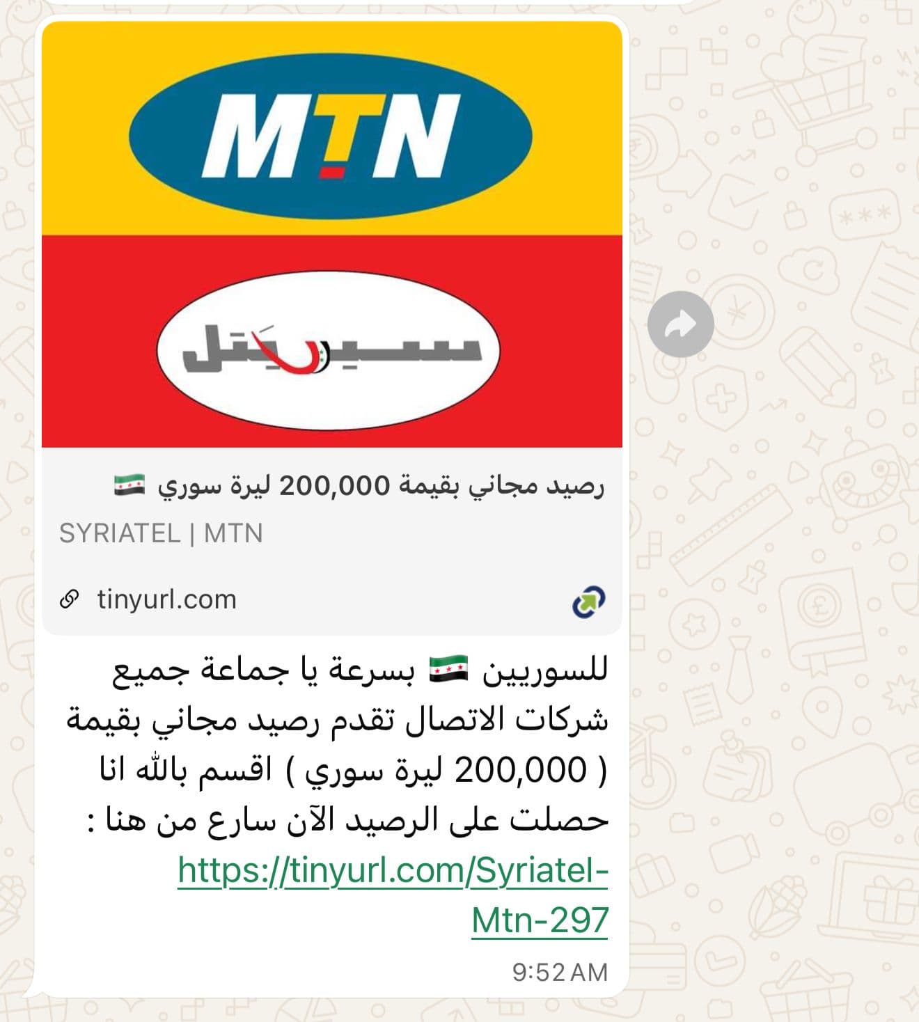 شكل الرسالة التي يجري تداولها