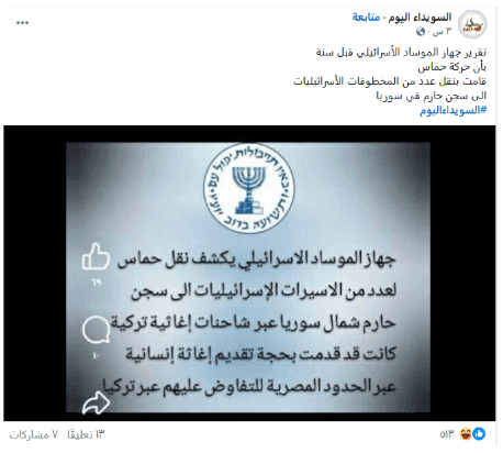 "حماس" لم تنقل أسيرات إسرائيليات إلى سجن حارم في سوريا.