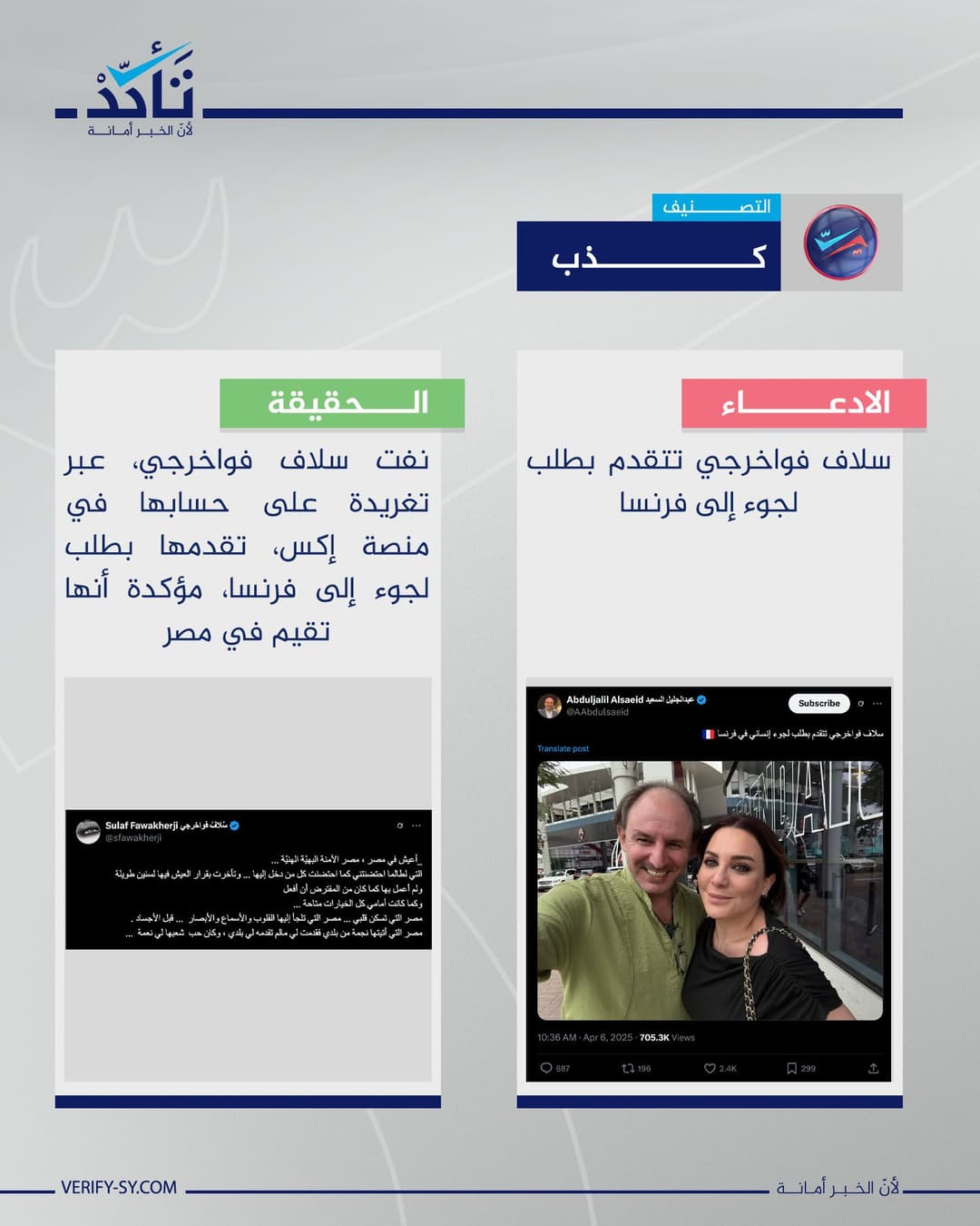  ما حقيقة تقدم سلاف فواخرجي بطلب لجوء إلى فرنسا؟