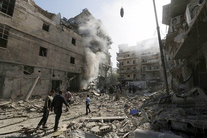 "الميادين" تستخدم صورة من مجزرة قام بها طيران الأسد في خبرٍ اتهمت به "المسلحين" بقصف حلب