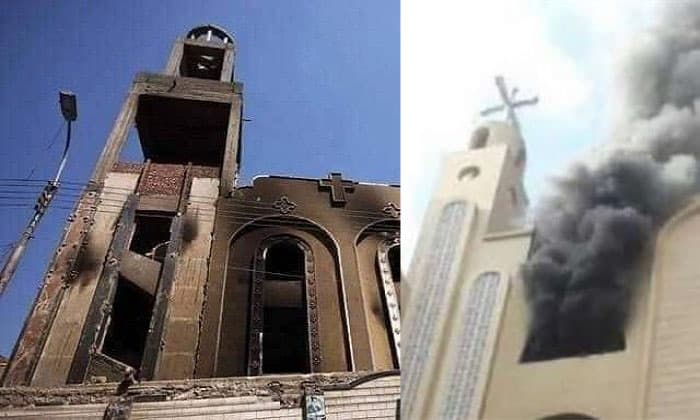 هاتان الصورتان ليستا من الحريق بكنيسة أبو سيفين بالقاهرة