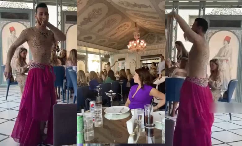 التسجيل الذي يظهر شاباً يؤدي الرقص الشرقي ليس من فندق فور سيزونز دمشق