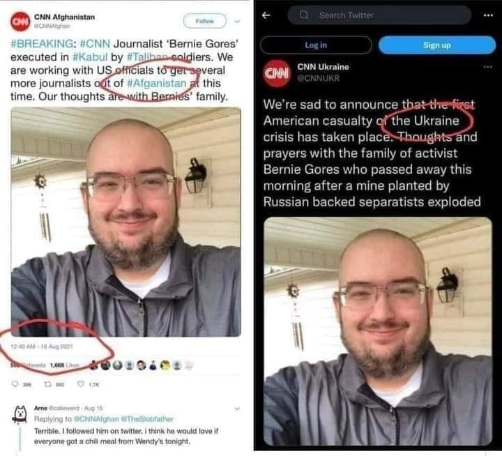 هل أعلنت CNN مقتل أول أمريكي في أوكرانيا مستخدمة اسم وصورة آخر أعلنت سابقاً مقتله في أفغانستان؟