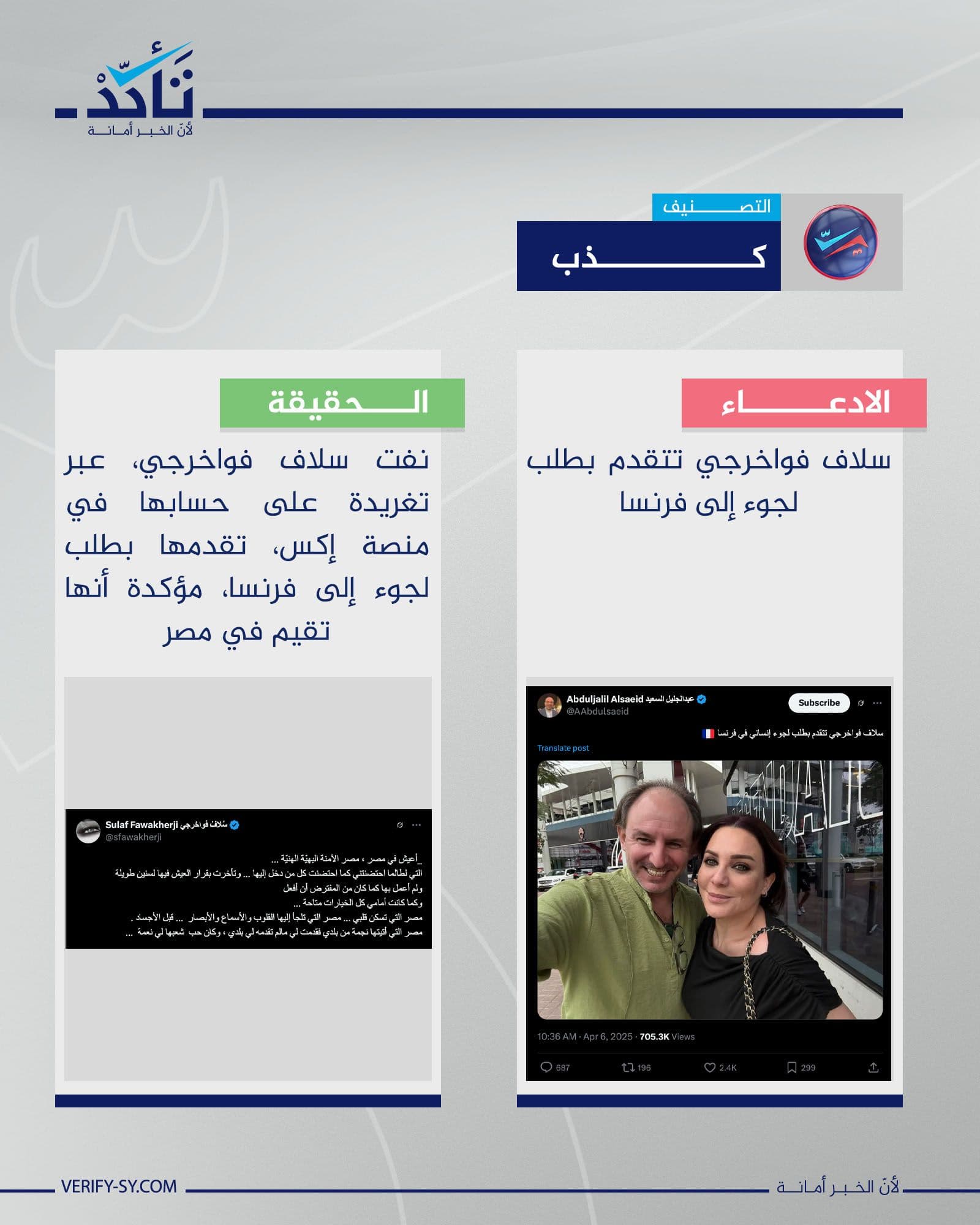 ما حقيقة تقدم سلاف فواخرجي بطلب لجوء إلى فرنسا؟